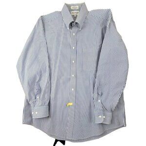 Mens Dress Shirt Blue and White Stripe Pinpoint Oxford size 16 32/33 JH1663449
